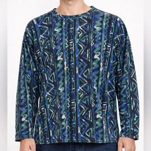 Vintage 90s Josh Wear Art Abstract Aztec Tribal Crewneck Sweatshirt XL USA Made